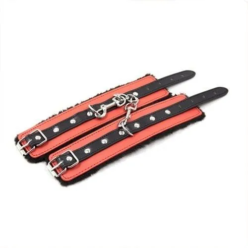 2334M Black and Red Bondage Cuffs Collar Leash Gag Rope Whip and Blindfold Kit 10 Pcs Moonwell Restraints