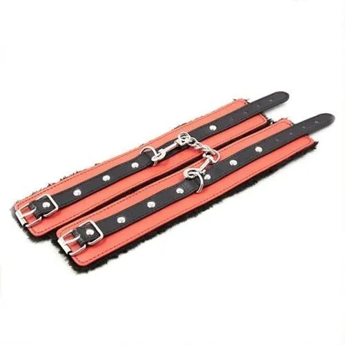 2334M Black and Red Bondage Cuffs Collar Leash Gag Rope Whip and Blindfold Kit 10 Pcs Moonwell Restraints