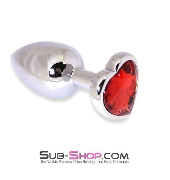 Anal Rise 6912R Puppy Love Mini Steel Heart Shaped Ruby Crystal Anal Plug LAST CHANCE Final Closeout