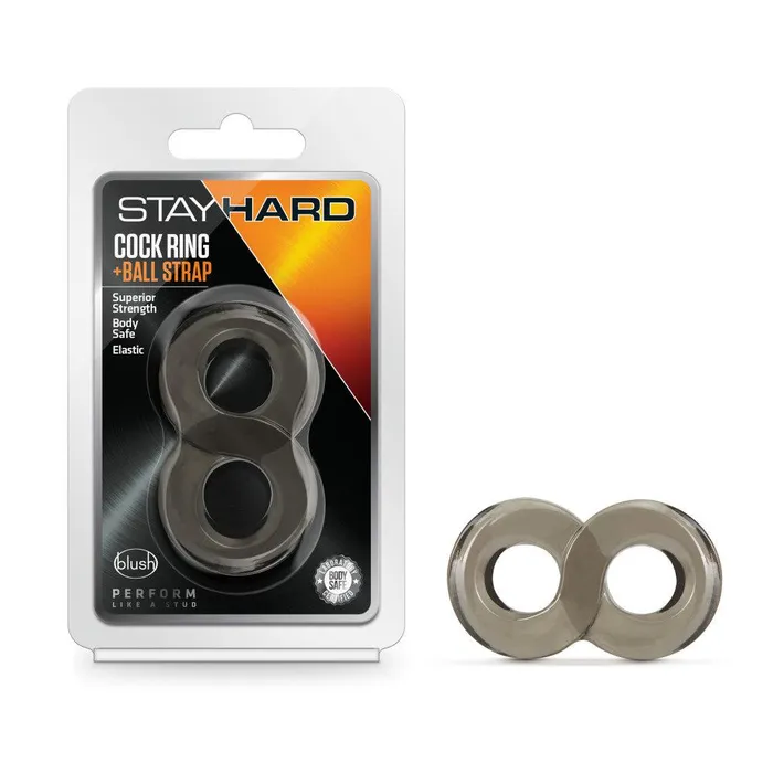 Blush Stay Hard Cock Ring and Ball Strap Black Male Sex Toys