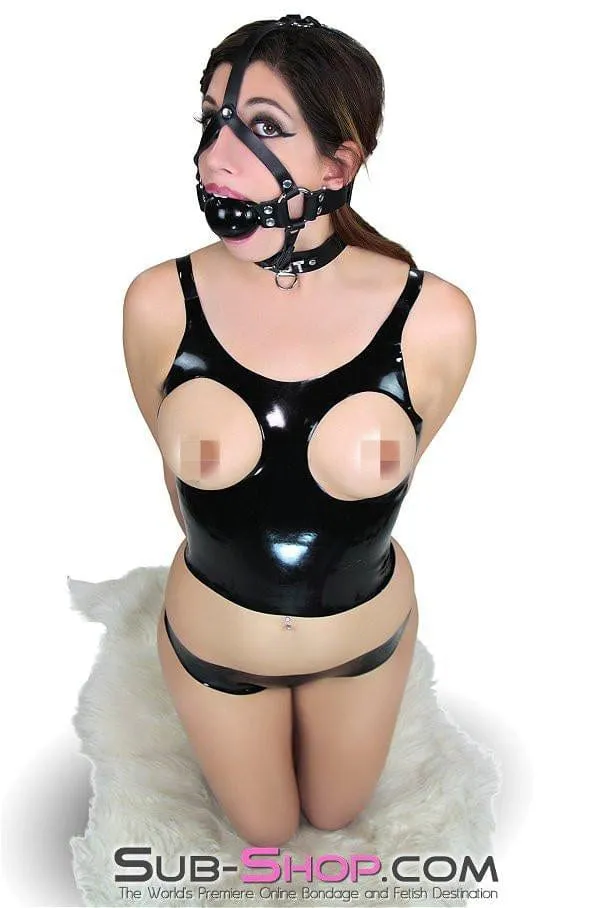 Denber Rubber 2960D Latex Rubber Flirty Open Breast Bra Top Dildos