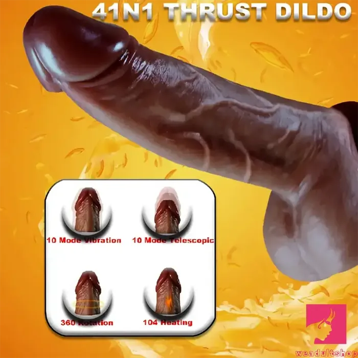 Female Sex Toys Weadultshop 9in Ebony 4in1 Heating Thrusting Vibrating Rotation Remote Auto Dildo