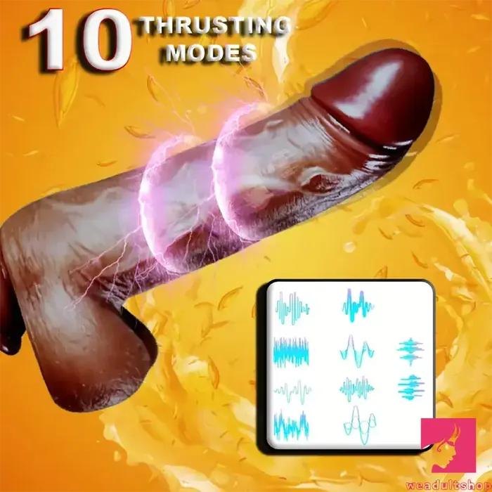 Female Sex Toys Weadultshop 9in Ebony 4in1 Heating Thrusting Vibrating Rotation Remote Auto Dildo