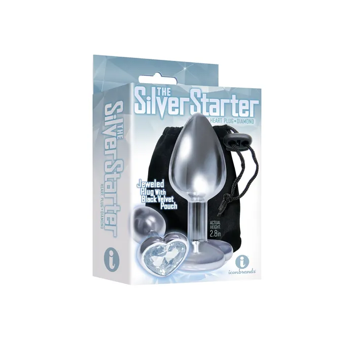 Icon Brands The 9s the Silver Starter Heart Bejeweled Stainless Steel Plug Diamond Anal