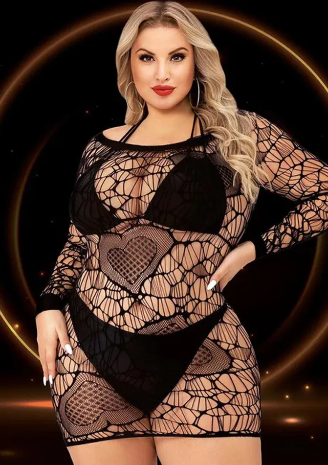 Lapdance Male Sex Toys Long Sleeve Mini Dress Queen Size Black