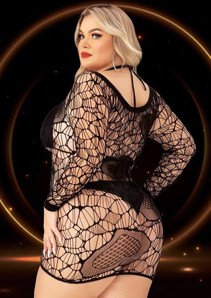 Lapdance Male Sex Toys Long Sleeve Mini Dress Queen Size Black