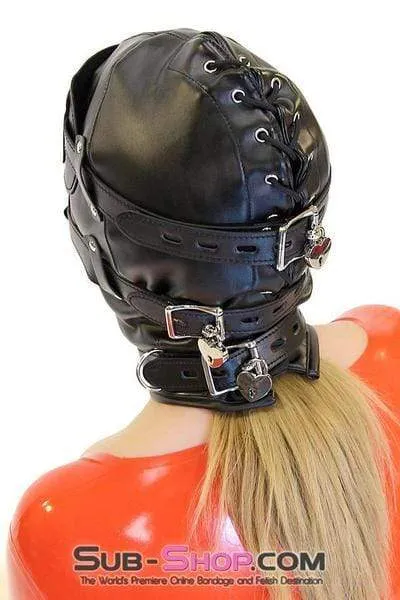 Male Sex Toys 0194SMSIS Total Lockdown Full Locking Sissy BDSM Mistress for Hire Hood with Removable Blindfold Penis Gag Idea