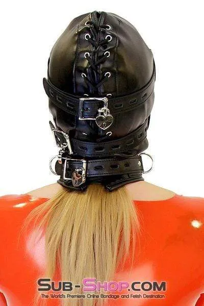 Male Sex Toys 0194SMSIS Total Lockdown Full Locking Sissy BDSM Mistress for Hire Hood with Removable Blindfold Penis Gag Idea