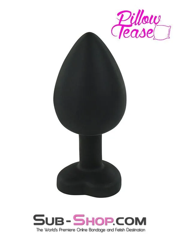 Moonwell Anal 6950M Dark Heart Large Black Silicone Butt Plug with Heart Shaped Crystal LAST CHANCE Final Closeout