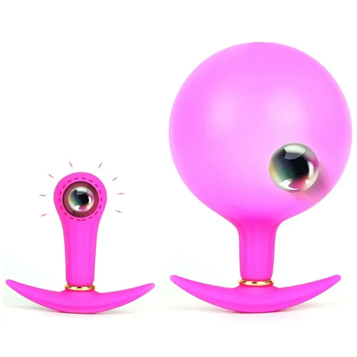 Moonwell Male Sex Toys 7923M Vibro Ball Silicone Inflatable Butt Plug with Removable Pump Hose