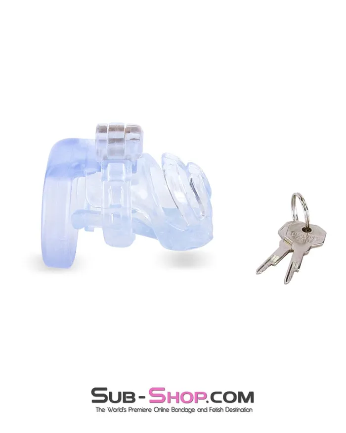 Moonwell Male Sex Toys 9336M Short Clear Male Chastity with Optional Prince Albert Insert
