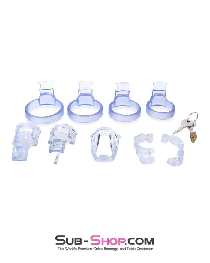 Moonwell Male Sex Toys 9336M Short Clear Male Chastity with Optional Prince Albert Insert