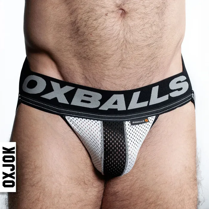 OXJok Airmesh Upthrust SliderStrap Jock Ice White Large Female Sex Toys