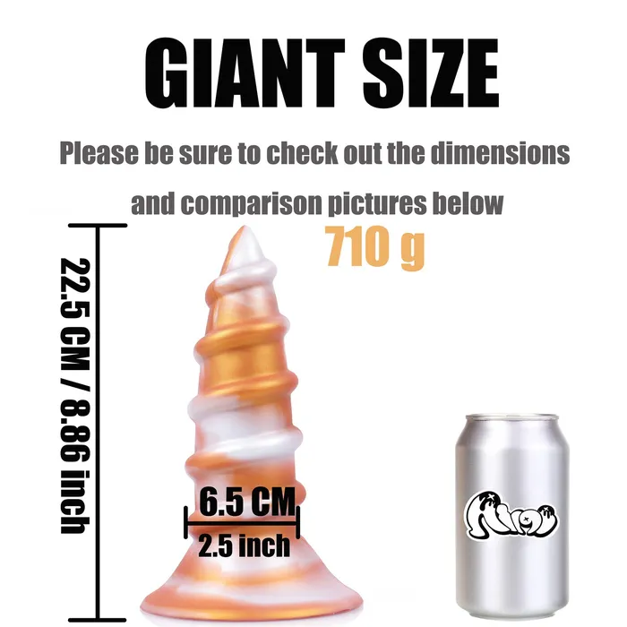 Anal Lurevibe AIMITEX Gold Silicone Screw Super Thick Penis Butt Plug Anal Sex Toy