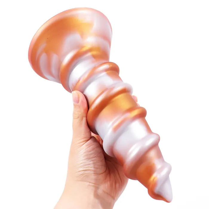 Anal Lurevibe AIMITEX Gold Silicone Screw Super Thick Penis Butt Plug Anal Sex Toy