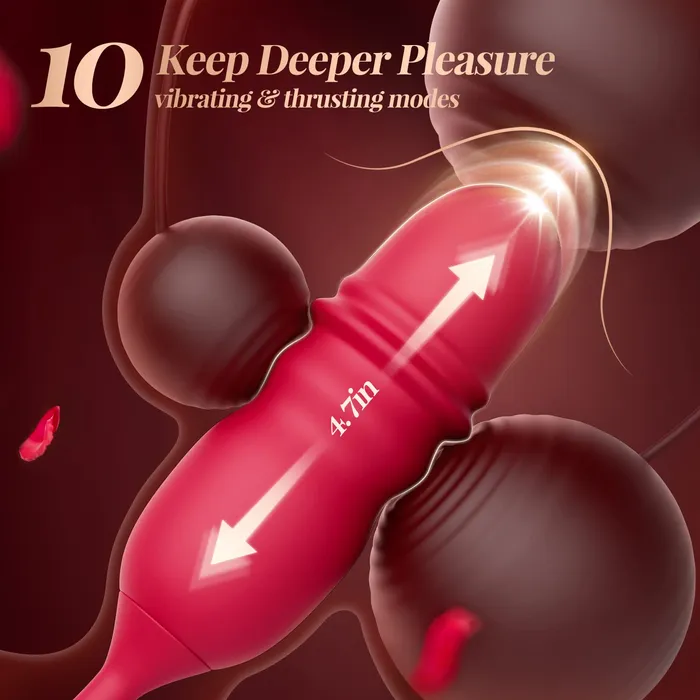 Female Sex Toys Lurevibe Rose Romeo 3in1 Dual Tongue Rose Adult Toys Vibrators with 10 Licking 10 Thrust Clitoral Nipple Anal G Spot Vibrator lurevibe
