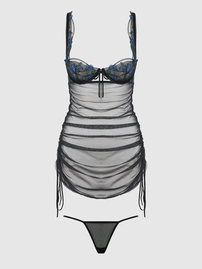 Fredericks of Hollywood Harlow Embroidered Stretch Mesh Chemise Vibrators Fredericks of Hollywood Harlow Embroidered Stretch Mesh Chemise Vibrators