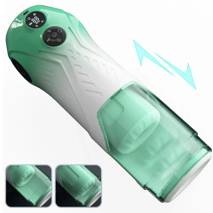 Green Star Rotating Telescopic Vibration Male Masturbator Lurevibe Male Sex Toys