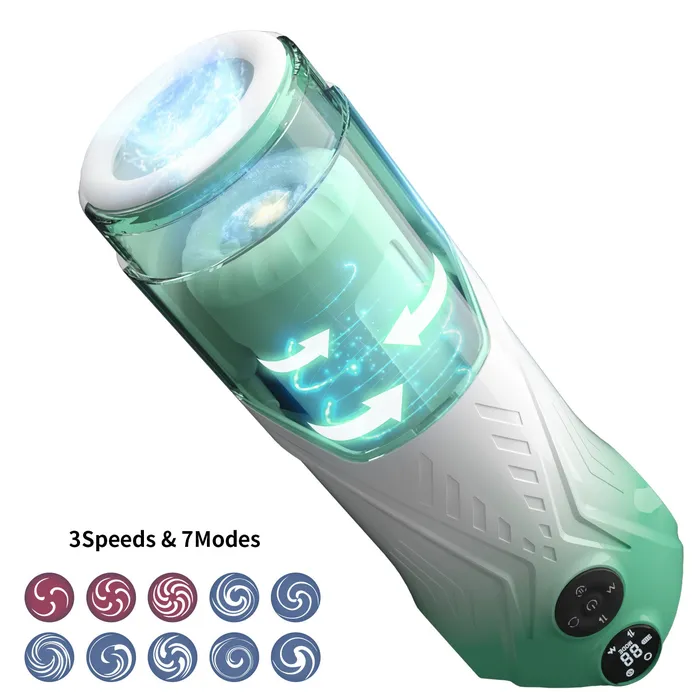 Green Star Rotating Telescopic Vibration Male Masturbator Lurevibe Male Sex Toys