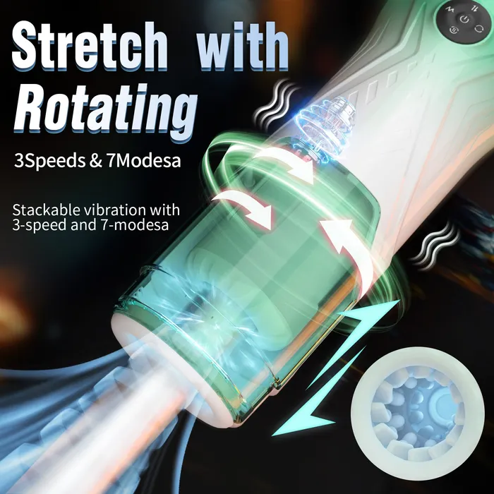 Green Star Rotating Telescopic Vibration Male Masturbator Lurevibe Male Sex Toys