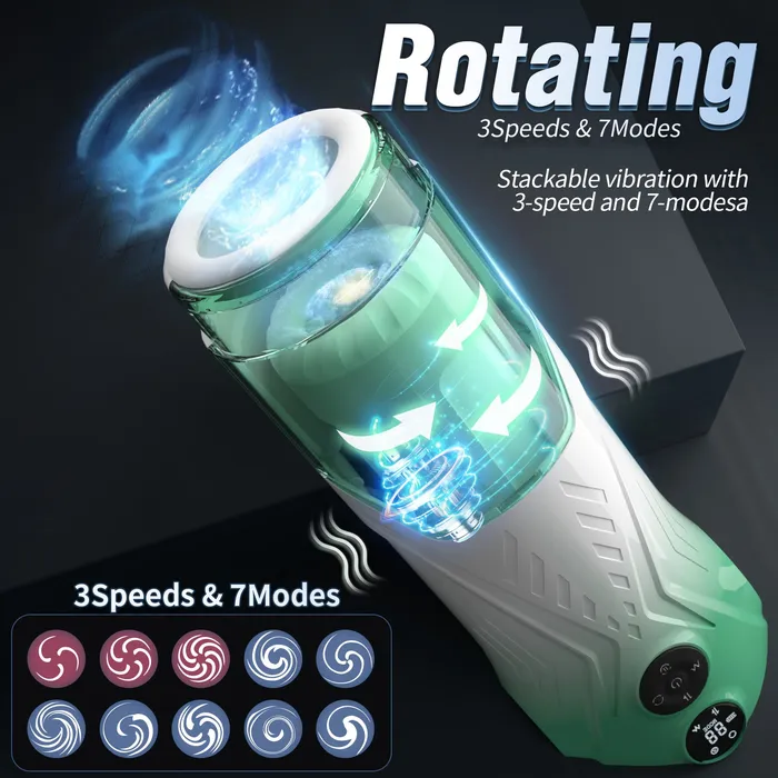 Green Star Rotating Telescopic Vibration Male Masturbator Lurevibe Male Sex Toys