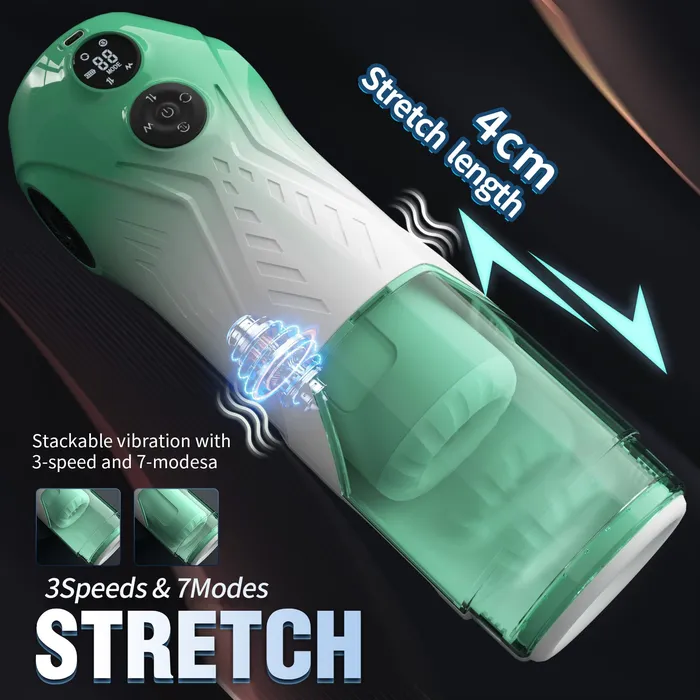 Green Star Rotating Telescopic Vibration Male Masturbator Lurevibe Male Sex Toys
