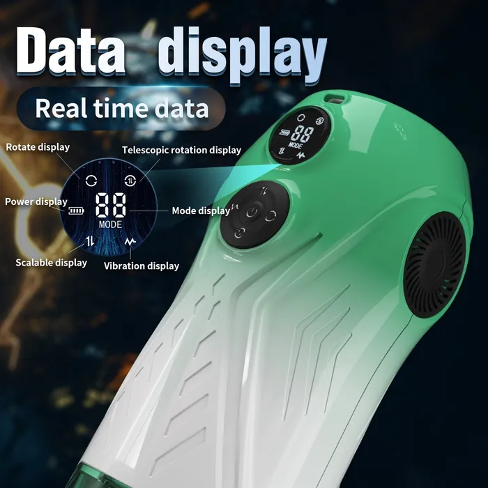 Green Star Rotating Telescopic Vibration Male Masturbator Lurevibe Male Sex Toys