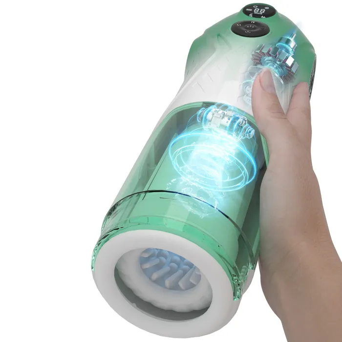 Green Star Rotating Telescopic Vibration Male Masturbator Lurevibe Male Sex Toys