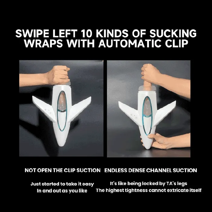 Lurevibe Male Sex Toys Jet Fighter Retractable Vibrating Heated Male Masturbator