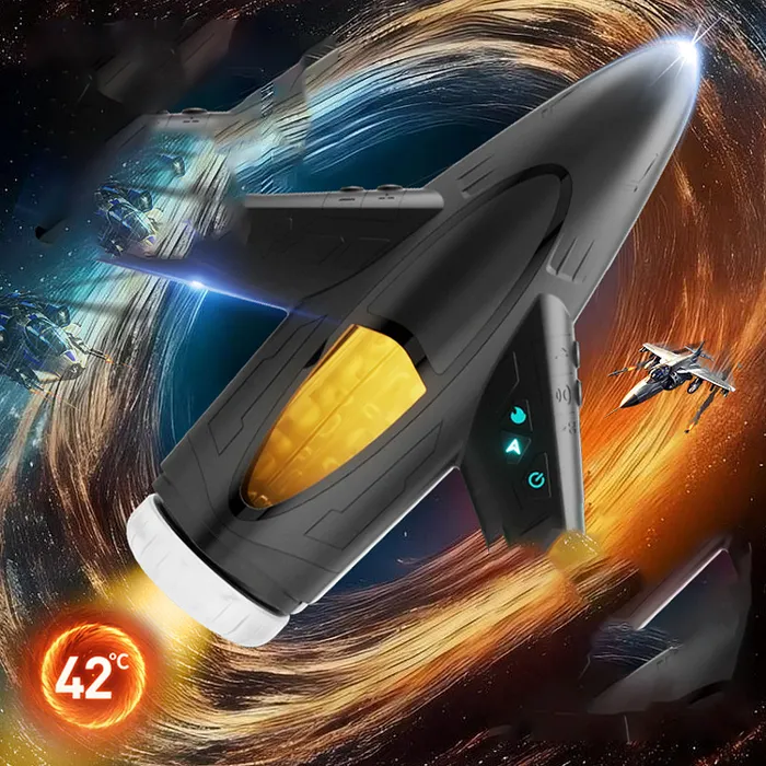 Lurevibe Male Sex Toys Jet Fighter Retractable Vibrating Heated Male Masturbator