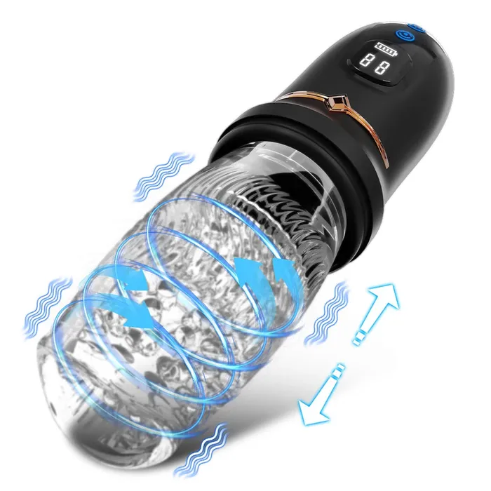 Male Sex Toys Lurevibe Gawk Gawk 9000 LED Automatic Electric Piston Rotating Sucker Male Blowjob Masturbator Lurevibe