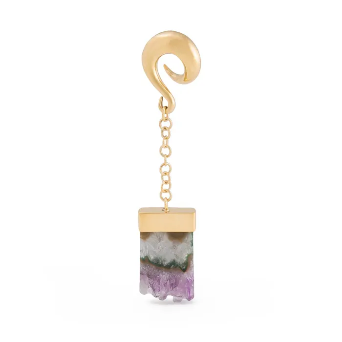 0g Amethyst Waterfall Gold Plated Spiral Plug Earrings Price Per 2 Elementals Organics Anal