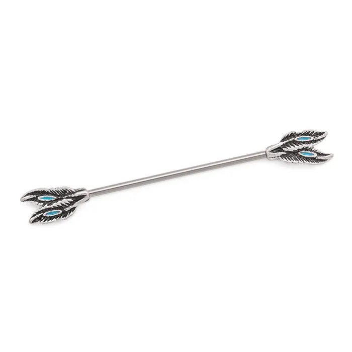 14g 1 12 Steel Industrial Barbell with DualFeather End Pieces Painful Pleasures Female Sex Toys 14g 1 12 Steel Industrial Barbell with DualFeather End Pieces Painful Pleasures Female Sex Toys