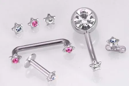 14g 12g Internally Threaded 4mm Steel Star Top with Gem Price Per 1 Painful Pleasures Female Sex Toys
