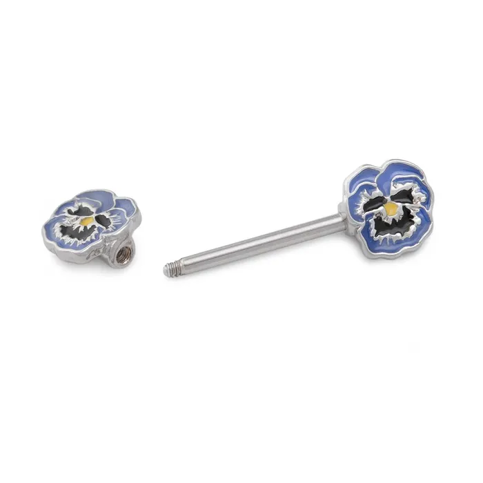 14g 144mm Purple Pansies Nipple Barbell Price Per 1 Painful Pleasures Vibrators