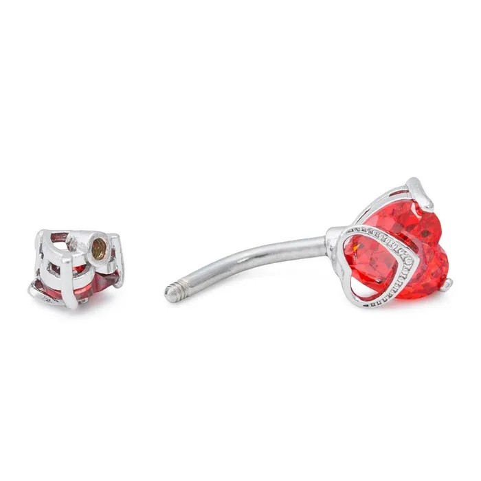 14g 38 Double Jeweled Royal Heart Top Down Belly Button Ring Painful Pleasures Couples