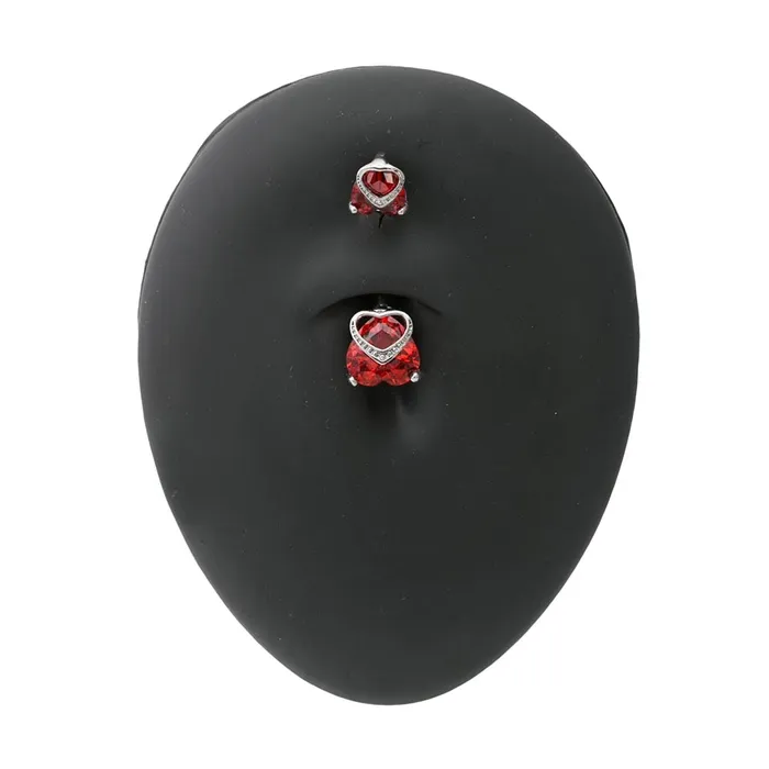 14g 38 Double Jeweled Royal Heart Top Down Belly Button Ring Painful Pleasures Couples
