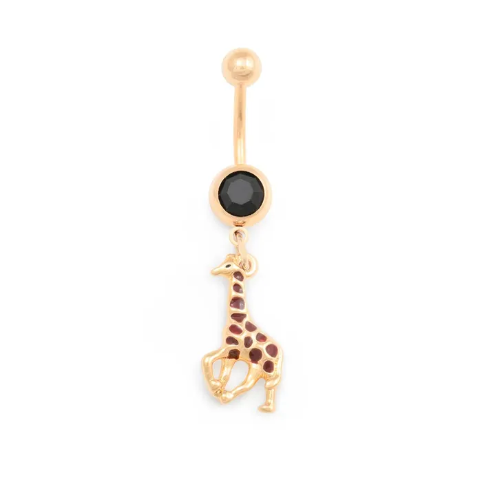 14g 38 PVD Gold African Giraffe Belly Button Ring Painful Pleasures Male Sex Toys 14g 38 PVD Gold African Giraffe Belly Button Ring Painful Pleasures Male Sex Toys