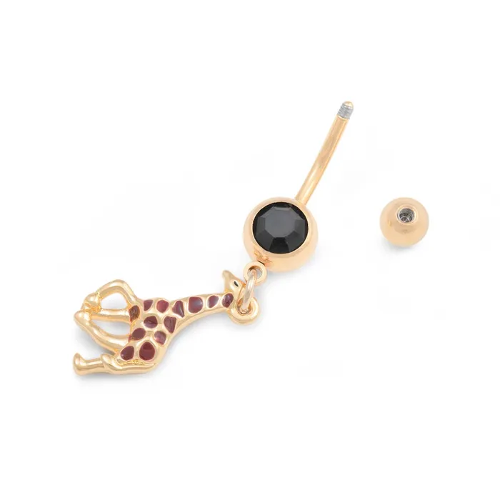 14g 38 PVD Gold African Giraffe Belly Button Ring Painful Pleasures Male Sex Toys