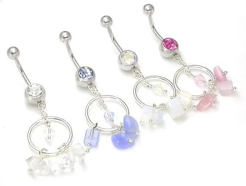 14g 716 Jeweled Playful Dangle Belly Button Ring Painful Pleasures Male Sex Toys