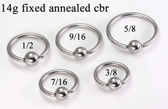 14g Fixed Bead Stainless Steel Ring Annealed Painful Pleasures Male Sex Toys