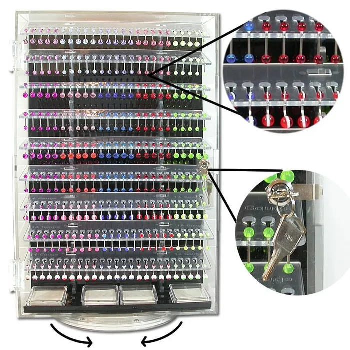 18 Double Sided Body Jewelry Display Display with 14 Acrylic Racks Painful Pleasures Female Sex Toys