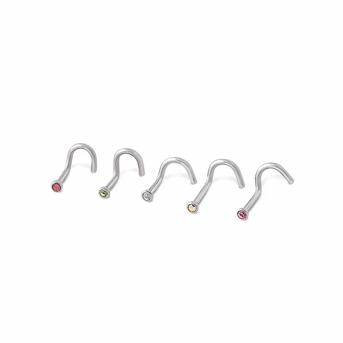 18g Bezel Set Jeweled Martini Glass Nose Screw Price Per 1 Painful Pleasures Anal