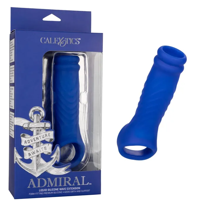 Admiral Blue Silicone Wave Penis Extension with Ball Strap CalExotics Male Sex Toys