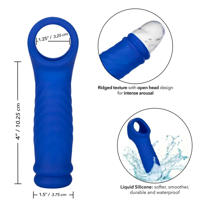 Admiral Blue Silicone Wave Penis Extension with Ball Strap CalExotics Male Sex Toys