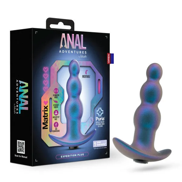 Anal Blush Expedition Beaded Vibrating Silicone Butt Plug