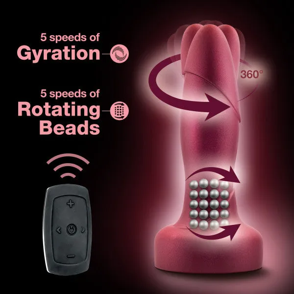 Anal Blush Matrix Rimming Vibrating Gyrating Butt Plug with Remote Red