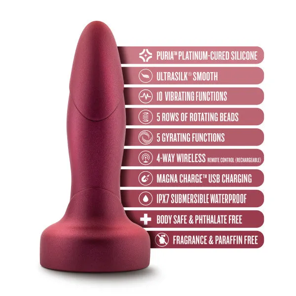 Anal Blush Matrix Rimming Vibrating Gyrating Butt Plug with Remote Red