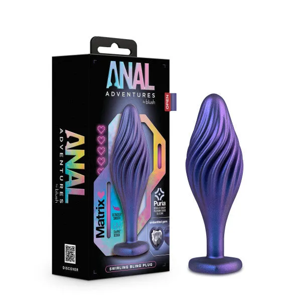 Anal Blush Matrix Swirl Bling Butt Plug with Sparkly Heart Base