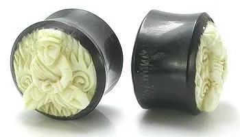Anal CARVED BUDDHA Plug Horn Organic Ear Jewelry Price Per 1 Elementals Organics